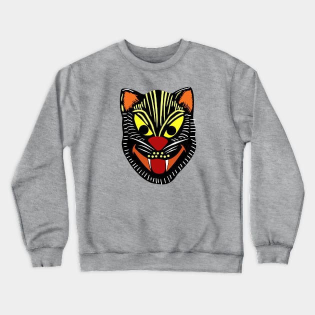 Vintage Halloween black cat mask Crewneck Sweatshirt by ThatPopLife